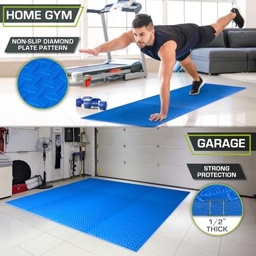 ProsourceFit Exercise Puzzle Mat 1/2-inch, EVA Interlocking Foam Floor Tiles for Home Gym, Workout Equipment, Kids Play Areas, Blue, 72 SQ FT - 18 Tiles - Image 3