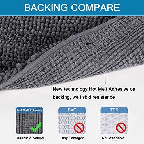 H.VERSAILTEX Bathroom Rugs Bath Mat Runner Rug Non Slip Kitchen Rug Extra Long Bath Rug Runners Oversized 59" x 20" Absorbent Washable Dry Fast Plush Area Rug for Bathroom/Bedroom - Grey - Image 4