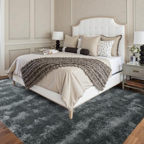 FinRèc Home 6x9 Non-Slip Fluffy Area Rugs for Living Room (Waved Black) - Image 2