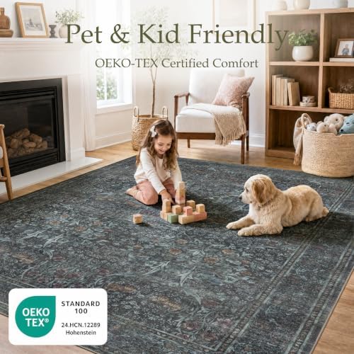 JOLLYVOGUE 5x7 Area Rugs for Living Room, Washable Rug, Dark Green - Image 3