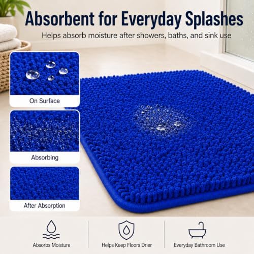 RUN HELIX Bath Rugs Non Slip Washable 2 Piece Non Slip Extra Absorbent Shaggy Chenille Bathroom Rugs and Mats Sets - Image 5