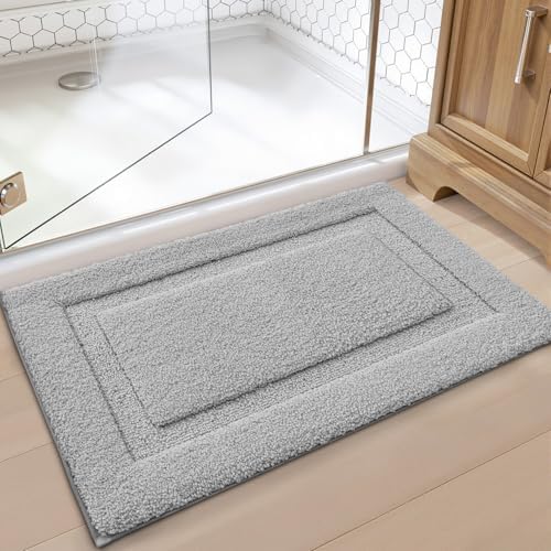 LUMI Ultra Soft Bathroom Rugs Absorbent, Non Slip Bath Mat 16X24, Grey - Image 5