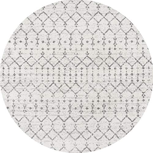 JONATHAN Y Boho Vintage Diamond Cream/Gray Round Area Rug 6 ft, Moroccan Hype for Living Room, Bedroom, Kitchen, Office, Easy-Cleaning, High Traffic, Pet-Friendly, Non-Shedding (MOH101B-6R) - Image 2
