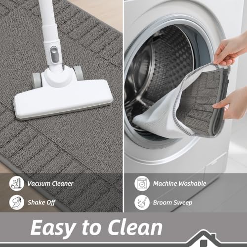 BEQHAUSE Kitchen Rugs Non Slip Washable 2PCS, 20"x30"+20"x48", Grey - Image 5