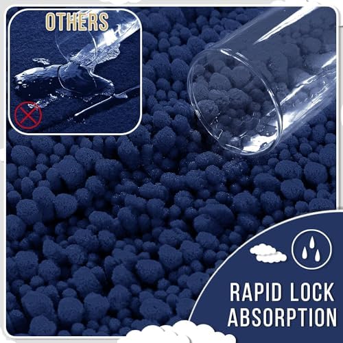Yimobra Bathroom Runner Rug 70x24 Inch - Extra Long Non Slip Chenille Bath Mat, Soft & Absorbent, Machine Washable Shaggy Hallway Carpet for Vanity Tub Shower, Navy Blue Home Decor Accessories - Image 5