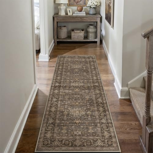 2x5 Dark Brown Vintage Runner Rug - Image 3