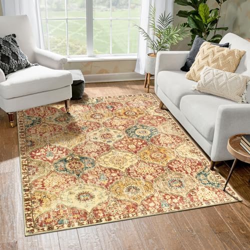 Lahome Moroccan Washable Rugs for Living Room, Soft 4x6 Rug for Bedroom by Lahome