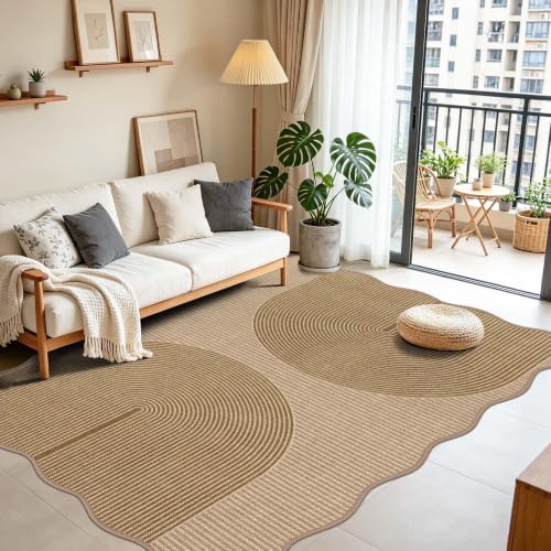 Easy Jute Rug for Pet Homes: Scalloped Rug 5x7 - Geometric Arch Pattern by Arvenchy