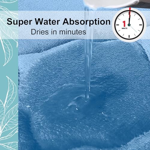 OLANLY Memory Foam Bath Mat Rug 40x32, Ultra Soft Bathroom Rugs, Blue - Image 5