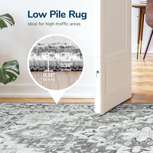 Lessymo 8 x 10 Area Rugs for Living Room, Machine Washable Rug Grey White - Image 4