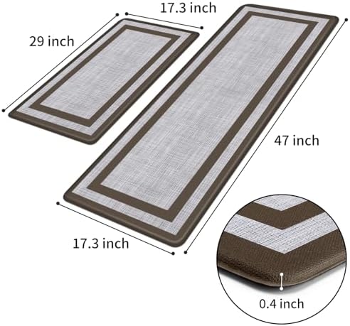Mattitude Kitchen Mats Set of 2,Cushioned Anti-Fatigue Non-Skid Rug Sets - Image 3