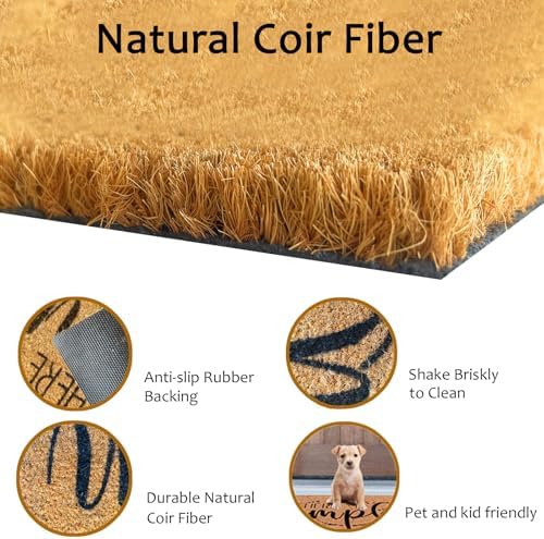 Pumpkin Doormat Fall Decor, Natural 100% Coco Coir Fiber Welcome Rugs with Heavy Duty Backing, Halloween Thanksgiving Front Porch Entryway Floor Mats, Indoor Outdoor Autumn Mats - Image 3