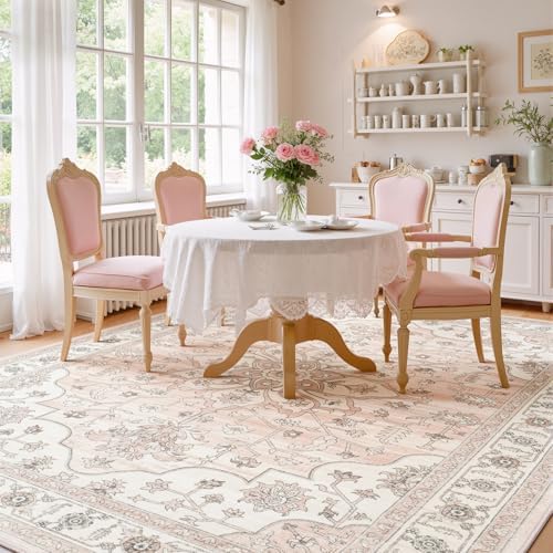 5x7 Washable Nursery Rug, Cute Pink Non-Slip Rugs for Bedroom Girls - Image 3