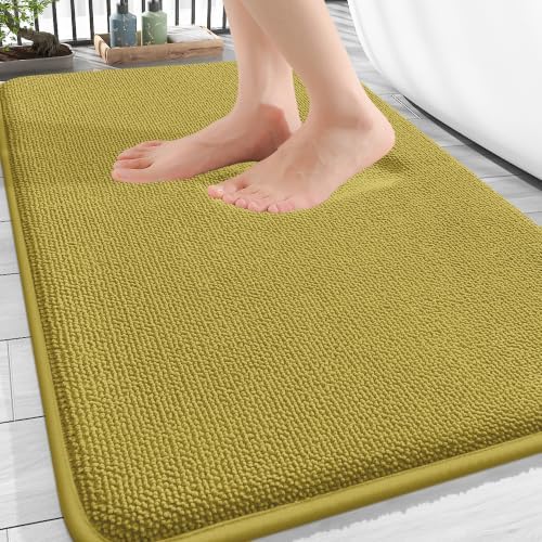 OLANLY Memory Foam Bathroom Rugs 30x20, Absorbent Bath Mat, Deep Mustard by OLANLY