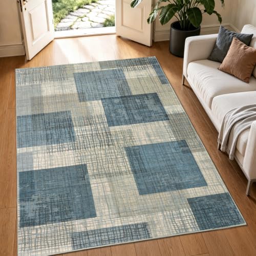 Washable 4x6 Entryway Rug, Area Rugs for Bedroom Kitchen, Blue - Image 4