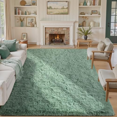 9x12 Area Rugs for Living Room Sage Green, Plush Soft Grass Fluffy Nursery Bedroom Carpet for Kids Teens Home Decor Aesthetic - Image 2
