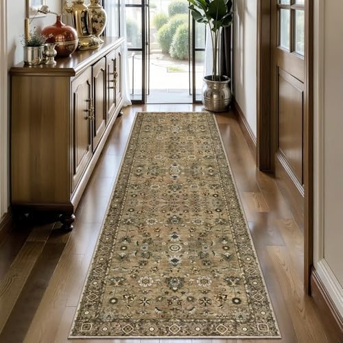 Tangsoo Brown 2.6x10 Hallway Runner Rugs, Washable Non Slip Rug Runners by Tangsoo