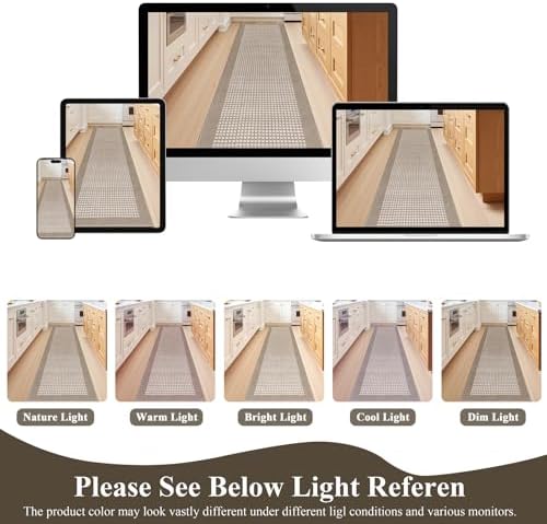 Ileading Beige Runner Rugs for Hallway 2'x8' Non Slip Farmhouse Long Kitchen Floor Mats with Rubber Backing Absorbable Throw Rugs Machine Washable Indoor Decor Carpet for Corridor Petmat Entryway - Image 6