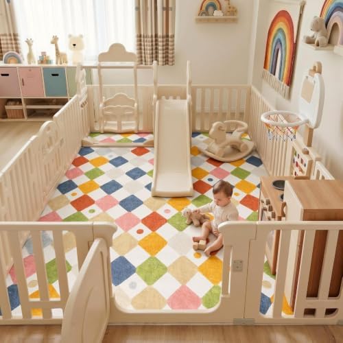 jinchan 8x10 Kids Playroom Rug Washable Colorful Classroom Nursery Play Mat - Image 3