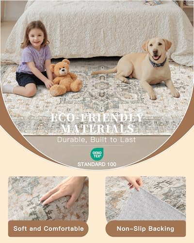 Madane Kitchen Runner 2'6''x8' Rug Runners for Hallways, Light Taupe Brown - Image 5