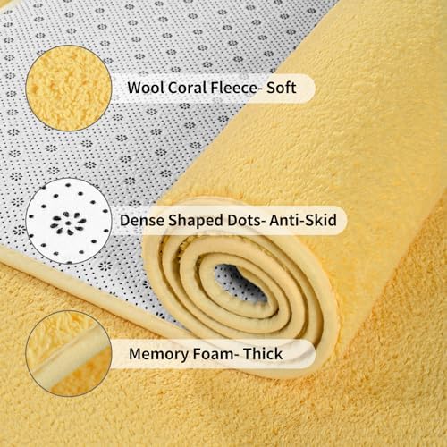 FlyDOIT Area Rugs for Bedroom Living Room, 4x6 Yellow Super Soft Comfy Thickened Memory-Foam Indoor Carpets, Modern Aesthetic Minimalist Carpet for Boys Girls Adults Apartment Nursery Home Décor - Image 5