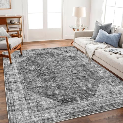 CHAMPLANT Area Rug 6'x9' Washable Vintage Traditional Floor Cover Thin Retro Kitchen Indoor Distressed Non Slip Carpet for Living Room Bedroom Dining Room by CHAMPLANT