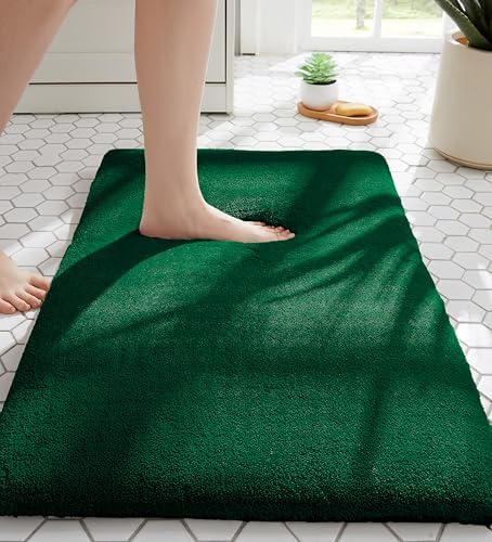 MINIDEAR Bathroom Rugs 32x20 Dark Green - Thick Memory Foam Bath Mat, Ultra Soft & Plush Non-Slip, Quick Dry, Absorbent Washable Floor Microfiber Mat for, Home Decor Accessories by MINIDEAR