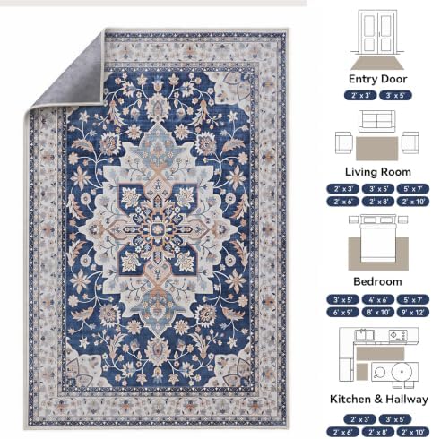 9x12 Area Rugs for Living Room, Washable Area Rug, Blue - Image 2