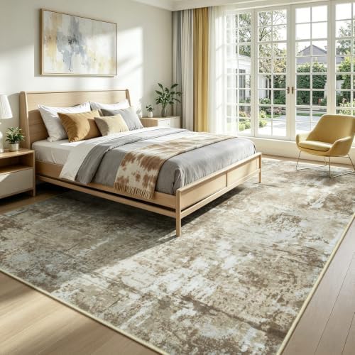Rugflix 8x10 Area Rugs for Living Room, Washable Brown Large Rug - Image 2