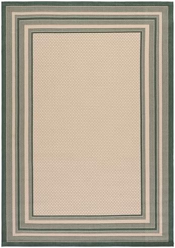 SAFAVIEH Washable Rug Outdoor Courtyard Collection - 6'7" x 9'6", Beige & Dark Green, Non-Shedding & Easy to Clean, Ideal for Patio, Backyard, Mudroom (CY8475-32212) - Image 3