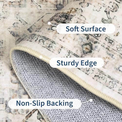 GarveeHome 9x12 Washable Rugs for Living Room Vintage Area Rug Beige - Image 5