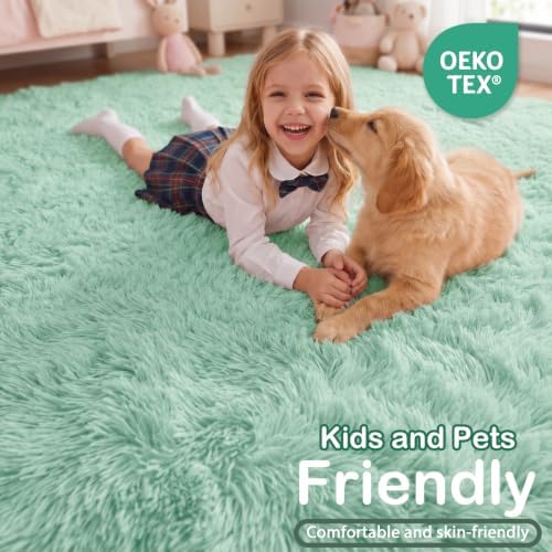Sage Green Rugs for Bedroom 4x6 Ft, Fluffy Plush Fuzzy Carpet for Kids Room - Image 4