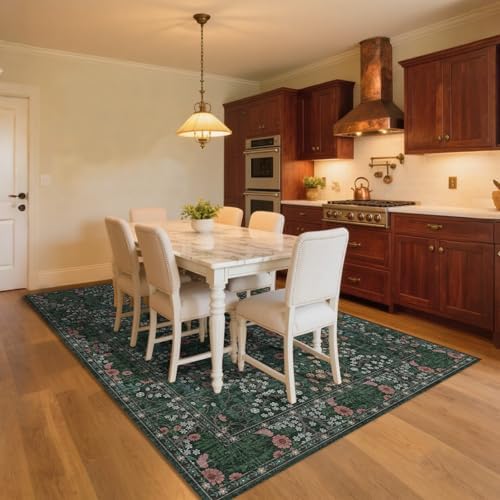 5x7 Washable Area Rugs for Living Room Soft Carpet (Green) - Image 2