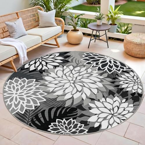 Arenarug Outdoor Rug Waterproof, Washable Patio Rug for Deck, 6x6, Black - Image 6