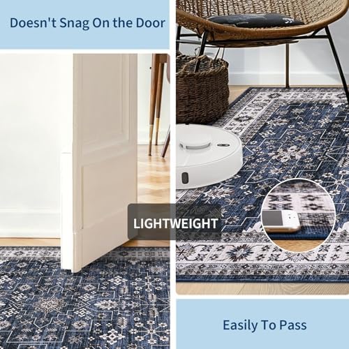 GarveeHome Navy Area Rugs 9x12 Large Washable Rug Living Room Rug - Image 5