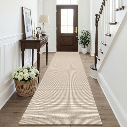 KOZYFLY Runners for Hallways 3x10 ft Washable Kitchen Runner Non Slip Rubber Backed Hallway Rugs Cotton Entryway Runner Rug for Indoor Hall, Backdoor, Kitchen, Oatmeal Beige by KOZYFLY