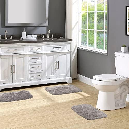 Garland Rug Traditional Nylon Washable Medium Gray 3 Bath Rugs (17" X 24", 21" X 34", 21" X 34") - Soft, Absorbent, and Stylish for Your Bathroom - Image 2