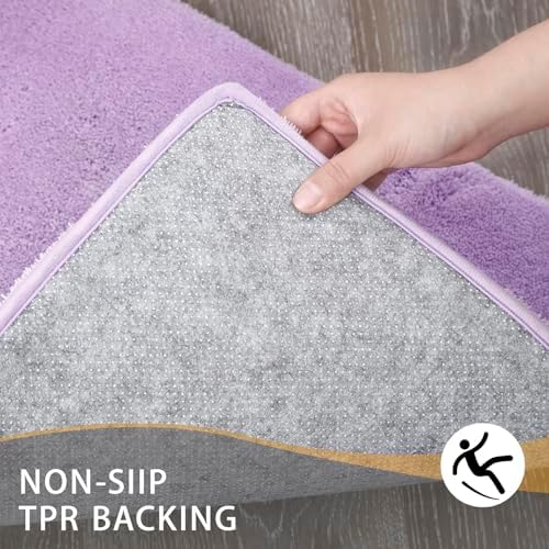 MINIDEAR Bathroom Rugs 36x24 Purple - Thick Memory Foam Bath Mat, Ultra Soft & Plush Fluffy, Non-Slip, Quick Dry, Absorbent Washable Floor Microfiber Mat for Tub, Home Decor Accessories - Image 2