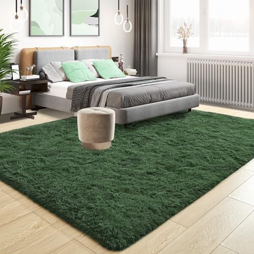 Tepook 6x9 Fluffy Dark Green Area Rugs for Living Room Bedroom - Image 2