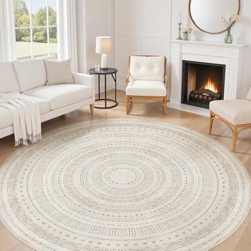 cotiled 8x8 Round Rug 8ft Circle Living Room Boho Area Rugs by COTILED