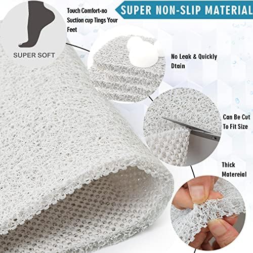 godehone Shower Mats Non Slip Without Suction Cups, PVC Loofah Bathroom Mats, Loofah Mats for Shower and Bathroom, Quick Drying, 23.6× 47.2 Inch, White - Image 3