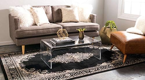 Unique Loom Reza Collection Traditional Persian Style Area Rug, 9 x 12 ft, Black/Beige - Image 3