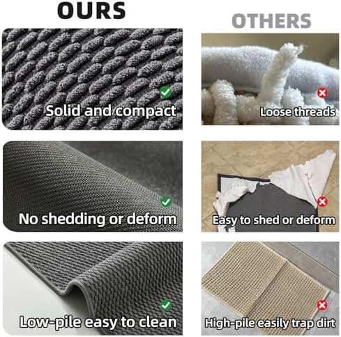 TYUU Bathroom Rugs Non Slip Washable, Super Absorbent Thin Bath Mat Small Quick Dry Low Pile Bathroom Rug, Dark Grey 20"x30" - Image 4