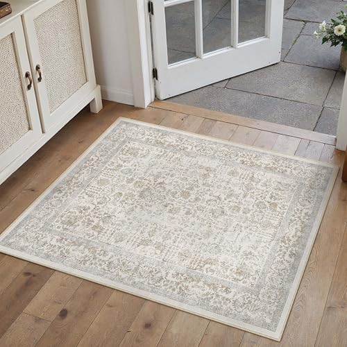 PureCozy Taupe Entryway Area Rug 2x3 Vintage Floral - Image 5