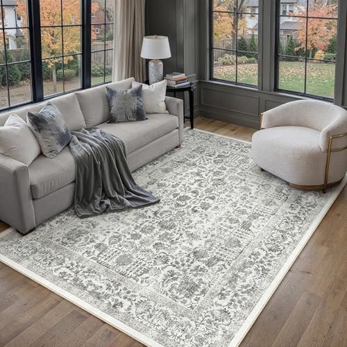 PureCozy Black Area Rug 5x7 Vintage Floral by PureCozy