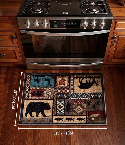 YIHOUSE Washable Rustic Cabin Area Rug 2 x 3 Entryway - Image 2