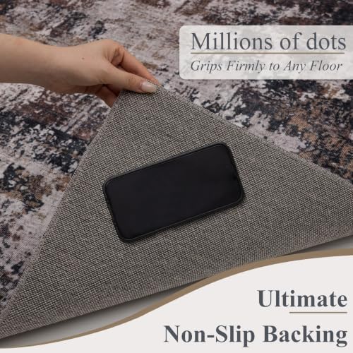 Sasttie 2x3 Entryway Area Rug, Modern Abstract Small Carpet, Black & Brown - Image 3
