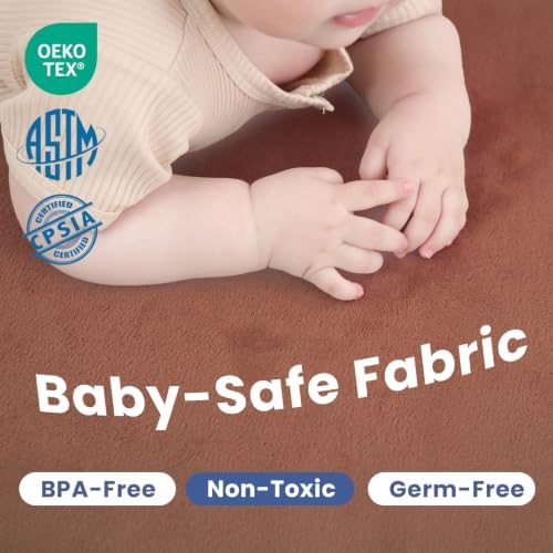 Huloo Sleep Ultra Soft Baby Play Mat for Floor,1.3" Thick Elasti-Foam 50x50 Playpen Mat for Toddlers Infant Kids,Non-Slip Backing Safe for Crawling&Tummy Time,Tatami Style （Brick） - Image 4