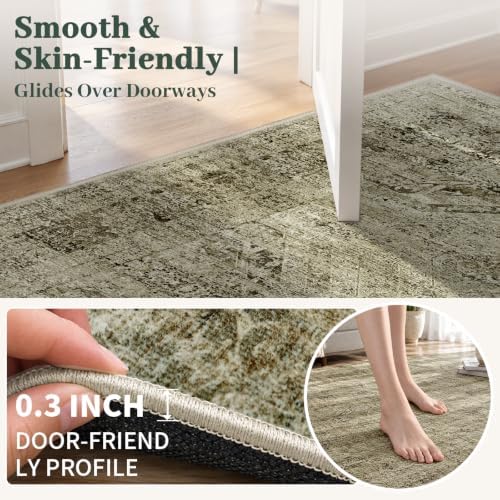 Area Rugs for Living Room Under Table 5x7 Washable Vintage Brown - Image 4