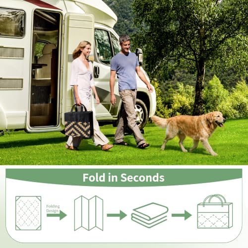 GENIMO Outdoor Rug, Waterproof Plastic Rugs 9'x18' for Camping Black Brown - Image 6